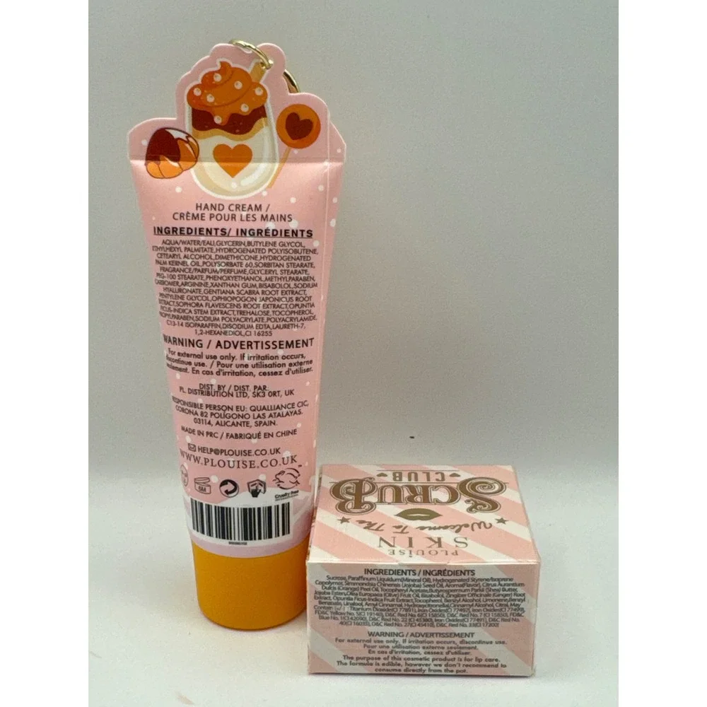 P.Louise‎ Skin Toffee Nut Hand Cream 50g and Scrub Club Lip Scrub Set New